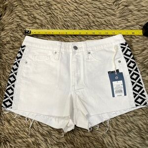 Universal Thread Jean Shorts in White and Black with Distressed Hem